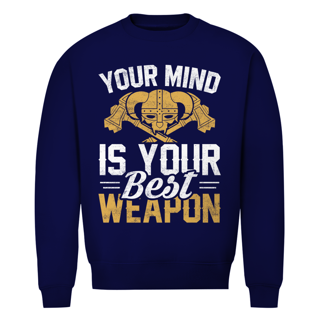 Herren Premium Bio Sweatshirt in Marineblau mit Your Mind Design auf der Brust