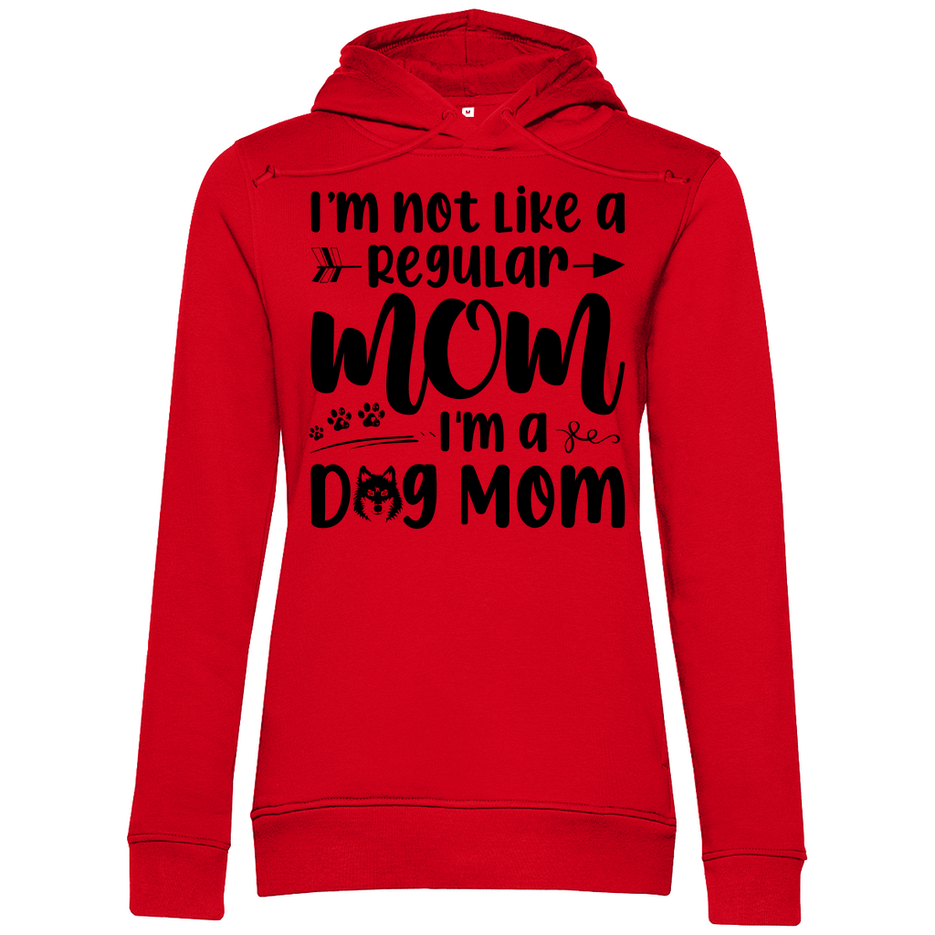 Damen Premium Bio Hoodie mit Schriftzug I'm not like a Regular MOM I'M a DOG MOM in Rot