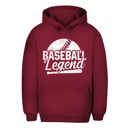 Unisex Oversize Hoodie in Weinrot mit Baseball Legend Design auf der Brust