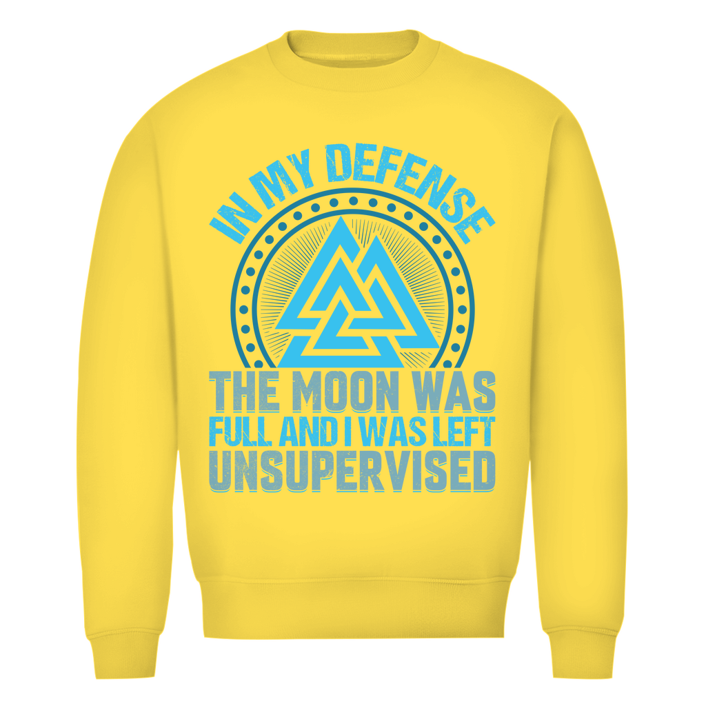 Herren Premium Bio Sweatshirt in Gelb mit In my Defense Design auf der Brust