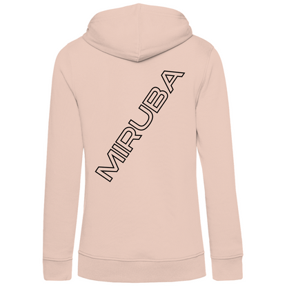 Damen Premium Bio Hoodie mit MIRUBA Schriftzug auf dem Rücken in sanftem Rosa