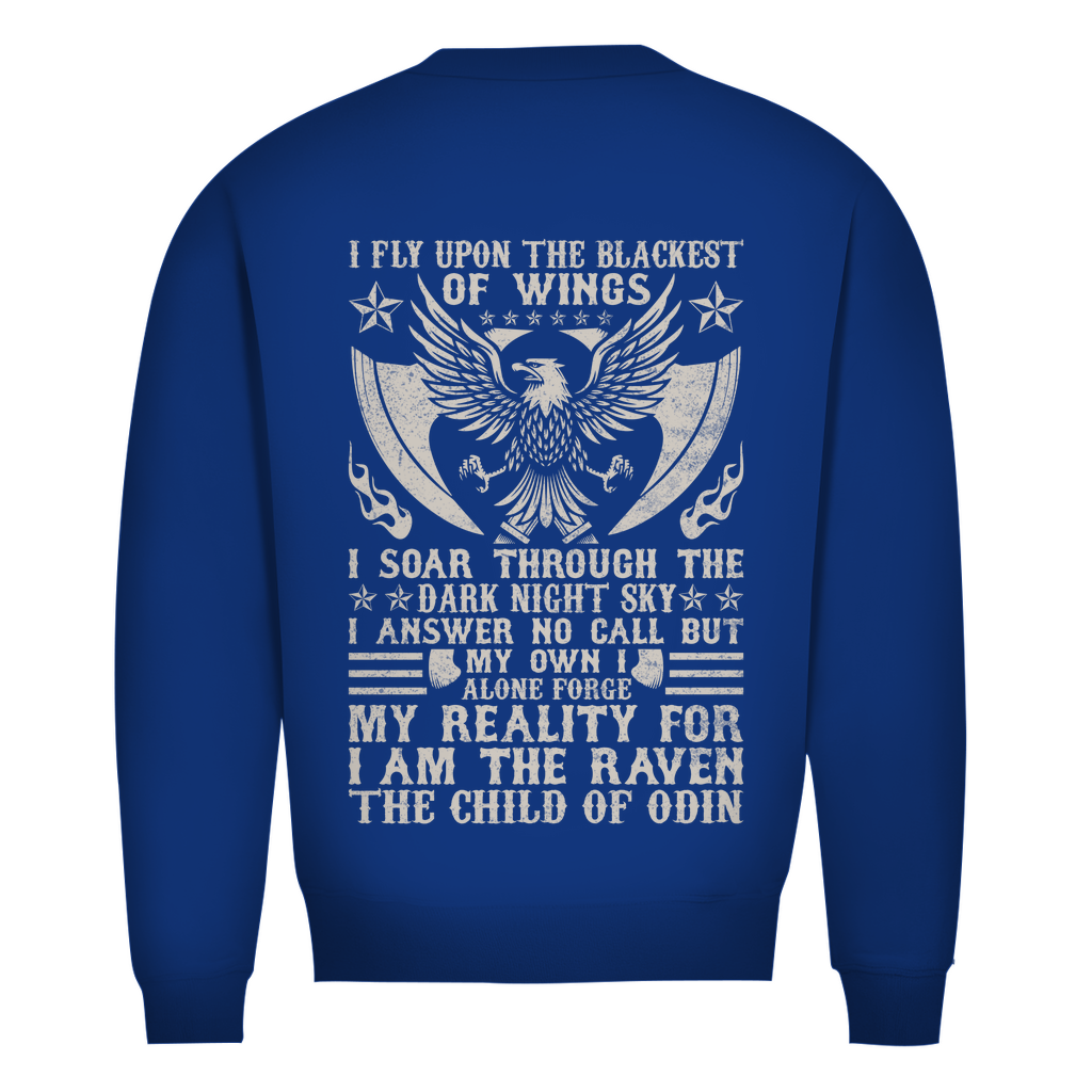 Herren Premium Bio Sweatshirt in Royalblau mit I Fly Upon Design auf dem Rücken