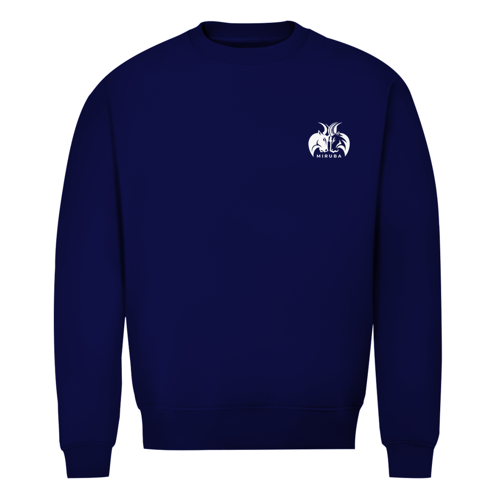 Herren Premium Bio Sweatshirt in Marineblau mit kleinem MIRUBA Logo auf der Brust