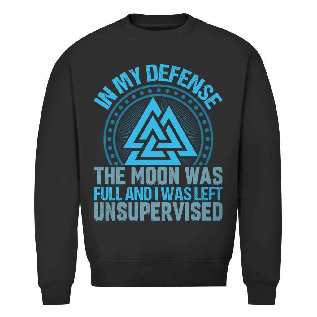 Herren Premium Bio Sweatshirt in Schwarz mit In my Defense Design auf der Brust