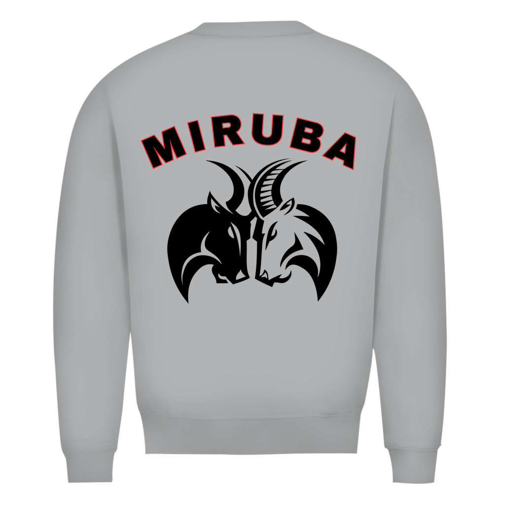 Herren Premium Bio Sweatshirt in Hellgrau mit großem MIRUBA Logo auf dem Rücken