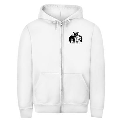 Herren Zipper Hoodie in Weiß mit kleinem MIRUBA Logo auf der Brust