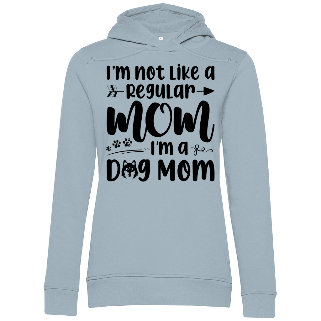 Damen Premium Bio Hoodie mit Schriftzug I'm not like a Regular MOM I'M a DOG MOM in Nebelblau