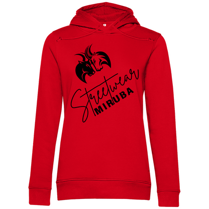 Damen Premium Bio Hoodie mit Streetwear Design und MIRUBA Logo Rot