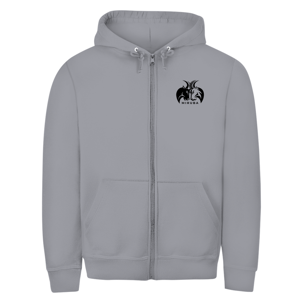 Herren Zipper Hoodie in Hellgrau mit kleinem MIRUBA Logo auf der Brust