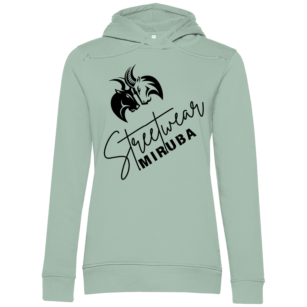 Damen Premium Bio Hoodie mit Streetwear Design und MIRUBA Logo in Salbei