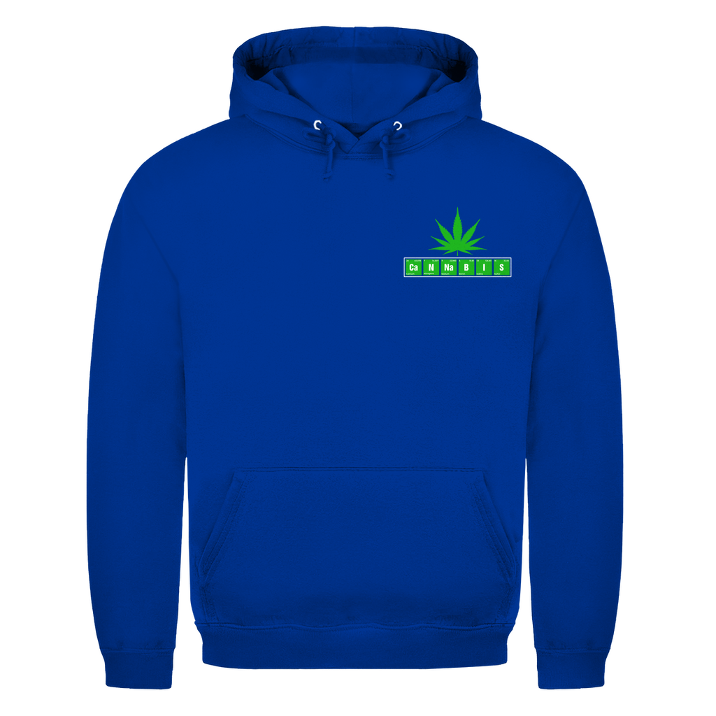 Herren Hoodie mit Cannabis Design auf der Brust in Royalblau