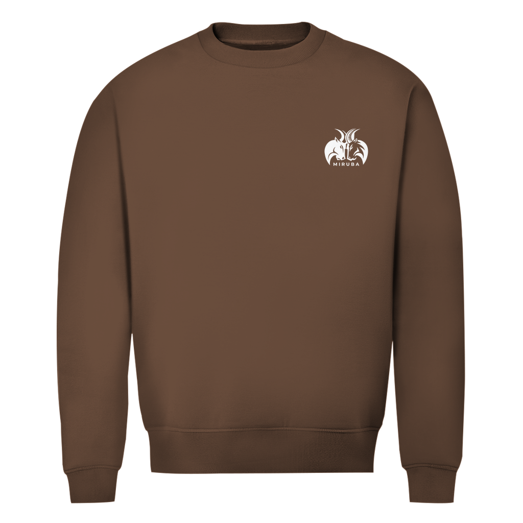 Herren Premium Bio Sweatshirt in Mokka mit kleinem MIRUBA Logo auf der Brust