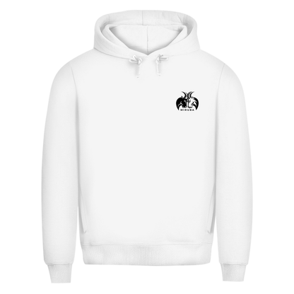 Herren Premium Bio Hoodie in Schneeweiß mit MIRUBA Logo auf der Brust 