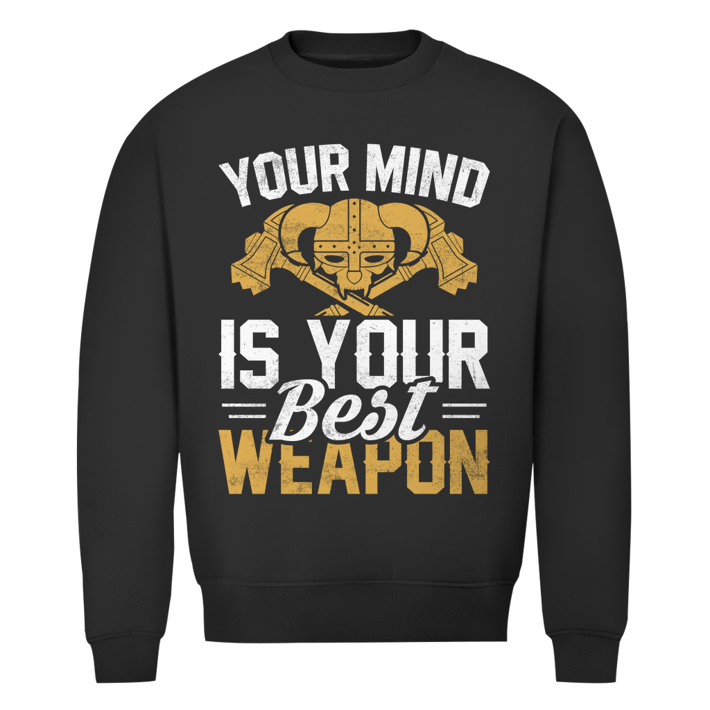 Herren Premium Bio Sweatshirt in Schwarz mit Your Mind Design auf der Brust