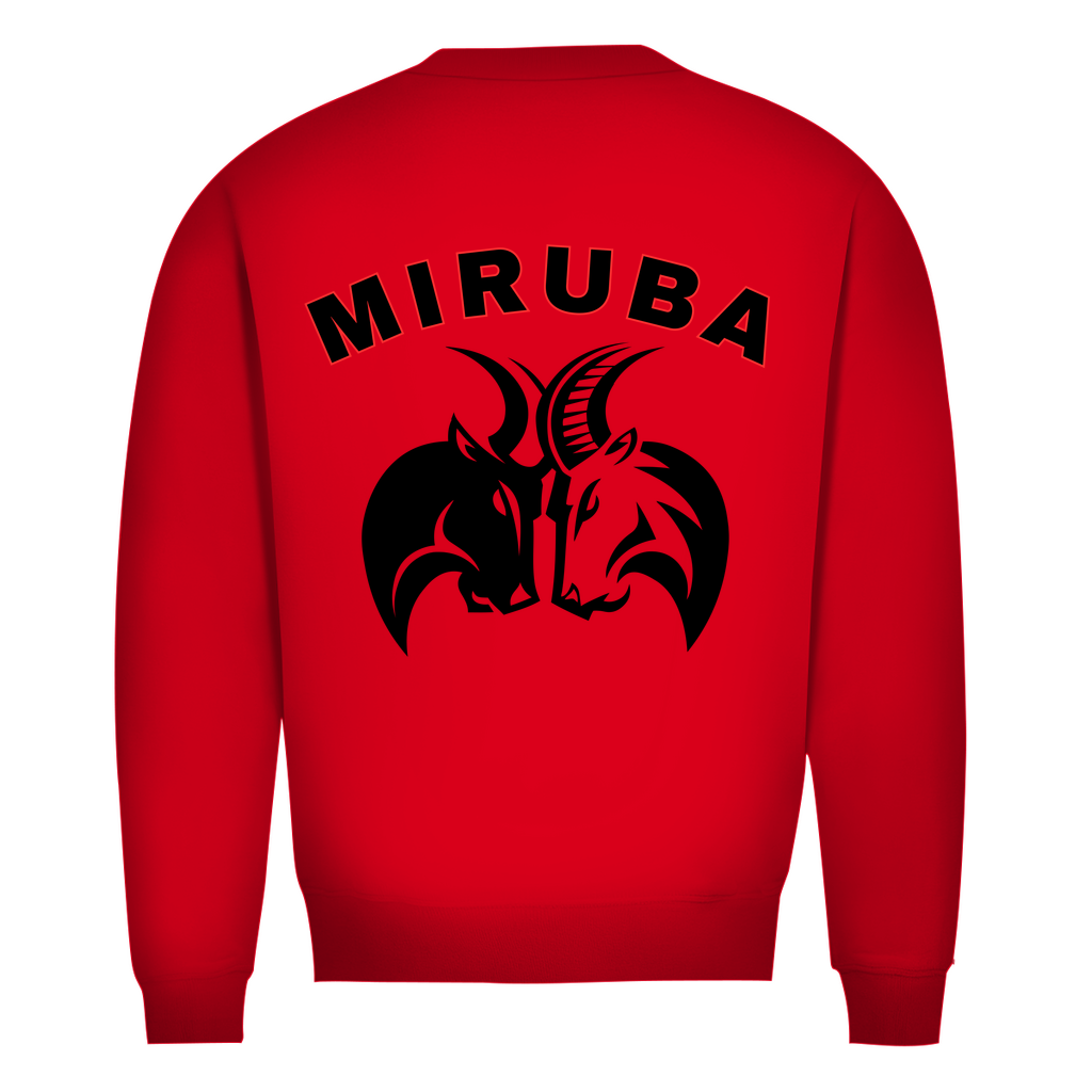 Herren Premium Bio Sweatshirt in Rot mit großem MIRUBA Logo auf dem Rücken