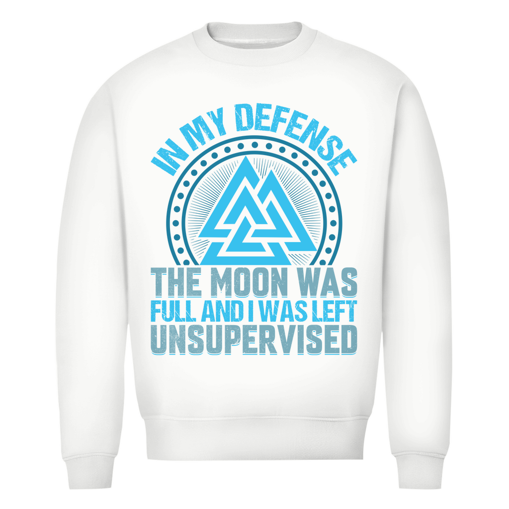 Herren Premium Bio Sweatshirt in Weiß mit In my Defense Design auf der Brust