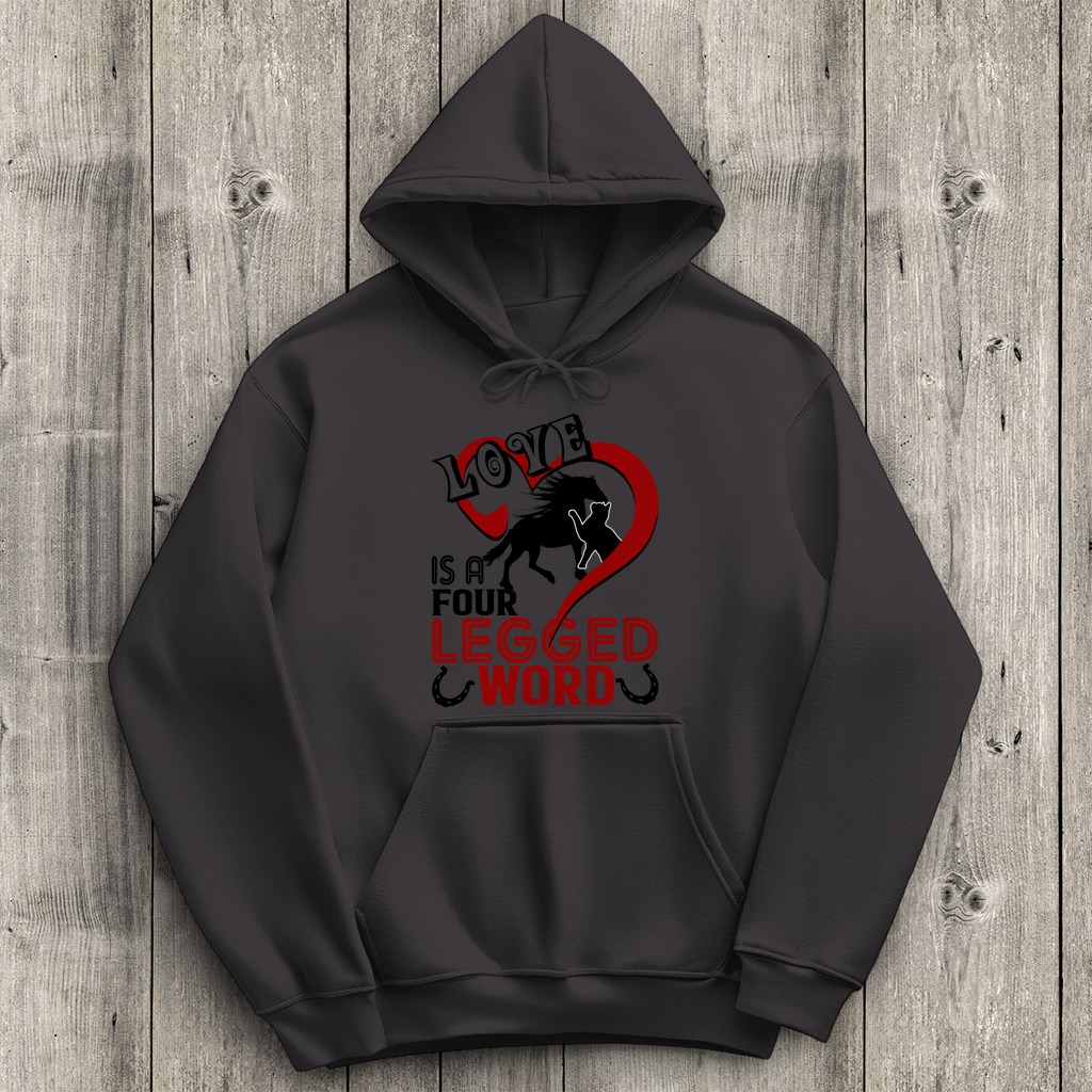 Damen Promo Hoodie mit Love Horse Design in Dunkelgrau