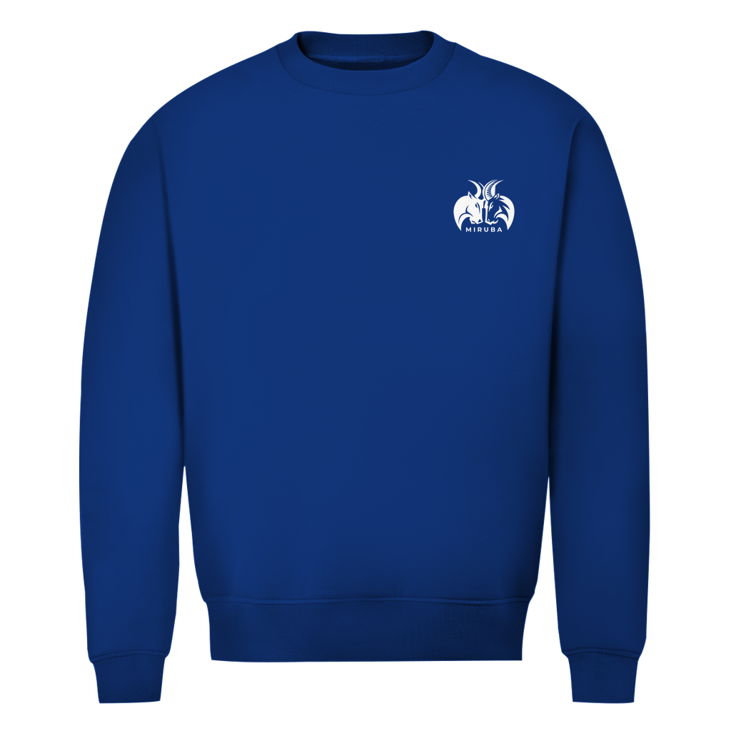 Herren Premium Bio Sweatshirt in Royalblau mit kleinem MIRUBA Logo auf der Brust