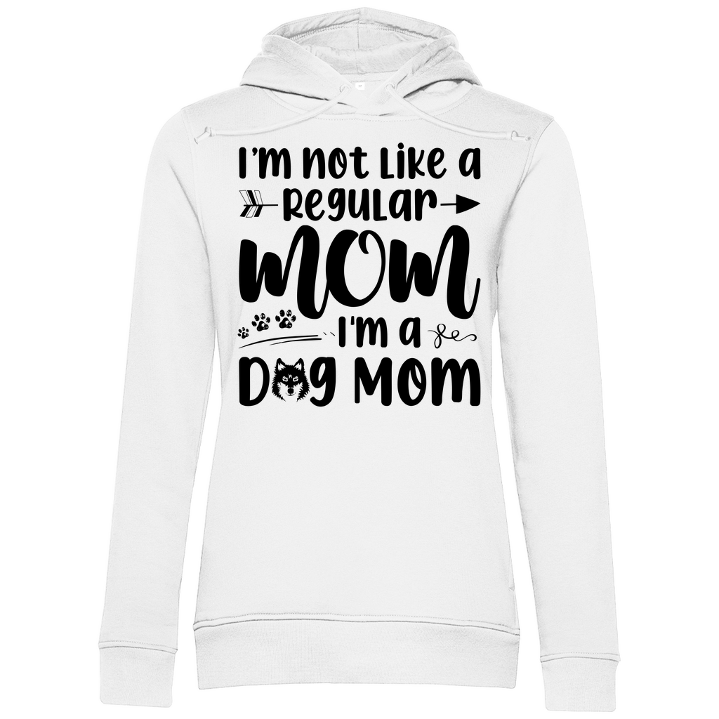 Damen Premium Bio Hoodie mit Schriftzug I'm not like a Regular MOM I'M a DOG MOM in Schneeweiß