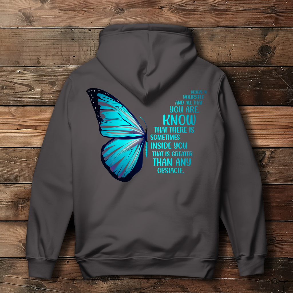 Damen Hoodie mit Believe in Yourself Motiv in Hellgrau