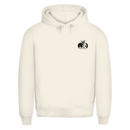 Herren Premium Bio Hoodie in Weiß mit MIRUBA Logo auf der Brust 