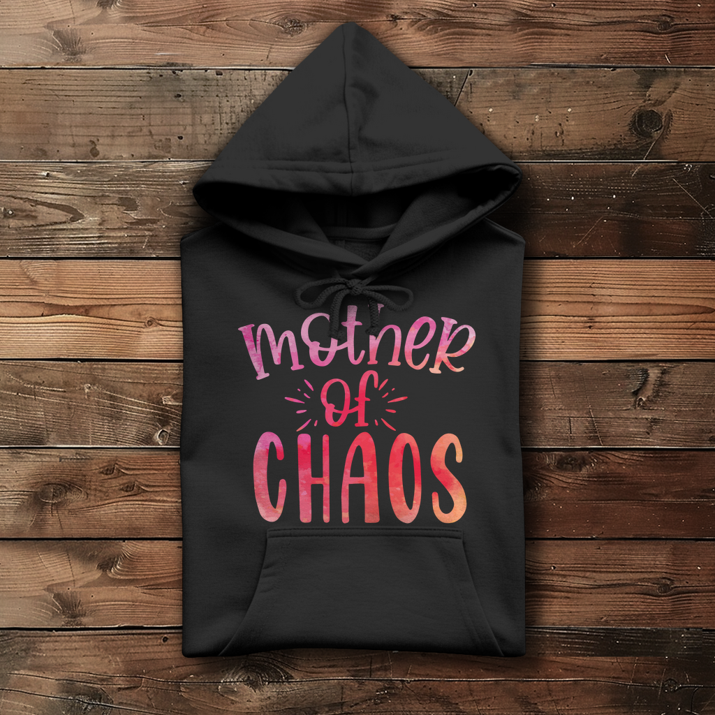 Damen Hoodie mit Mother of Chaos Motiv in Tiefschwarz