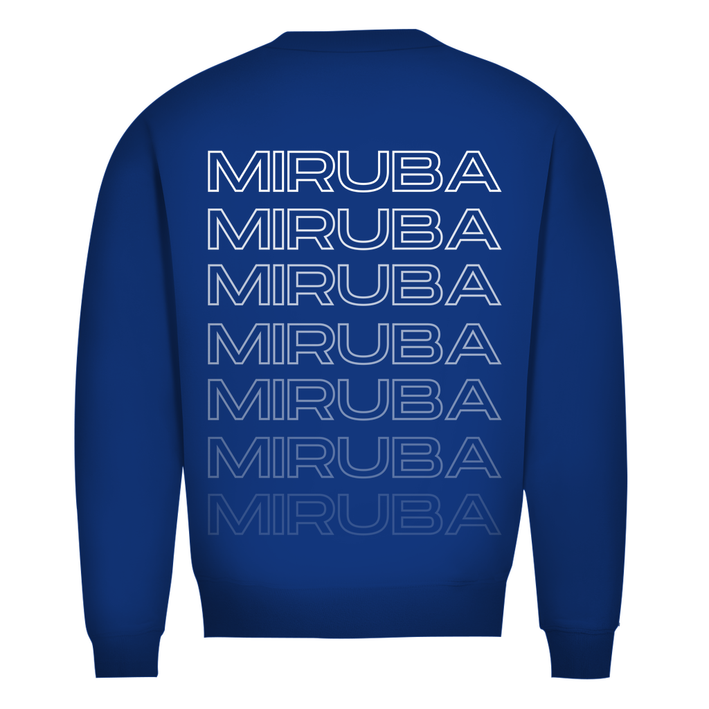 Herren Premium Bio Sweatshirt in Royalblau mit MIRUBA Schriftzug auf dem Rücken