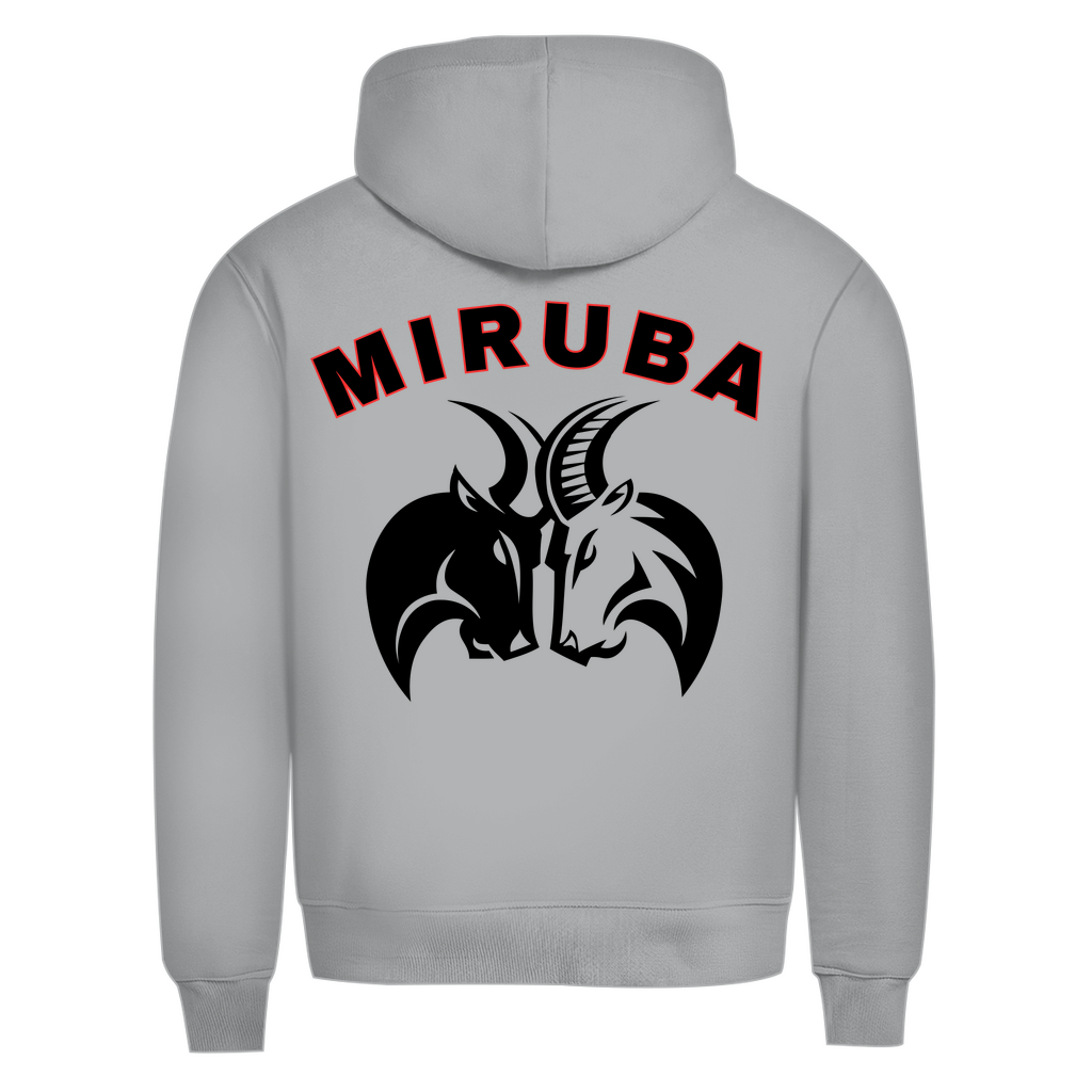 Herren Premium Bio Hoodie in Hellgrau mit MIRUBA Logo auf dem Rücken