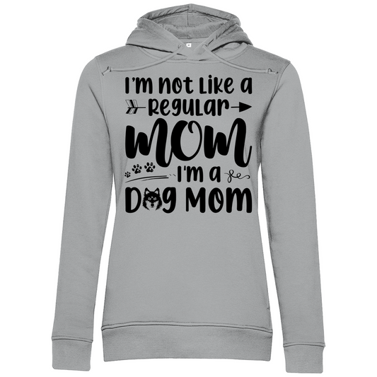 Damen Premium Bio Hoodie mit Schriftzug I'm not like a Regular MOM I'M a DOG MOM in Hellgrau