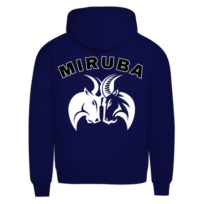 Herren Premium Bio Hoodie in Marineblau mit MIRUBA Logo auf dem Rücken