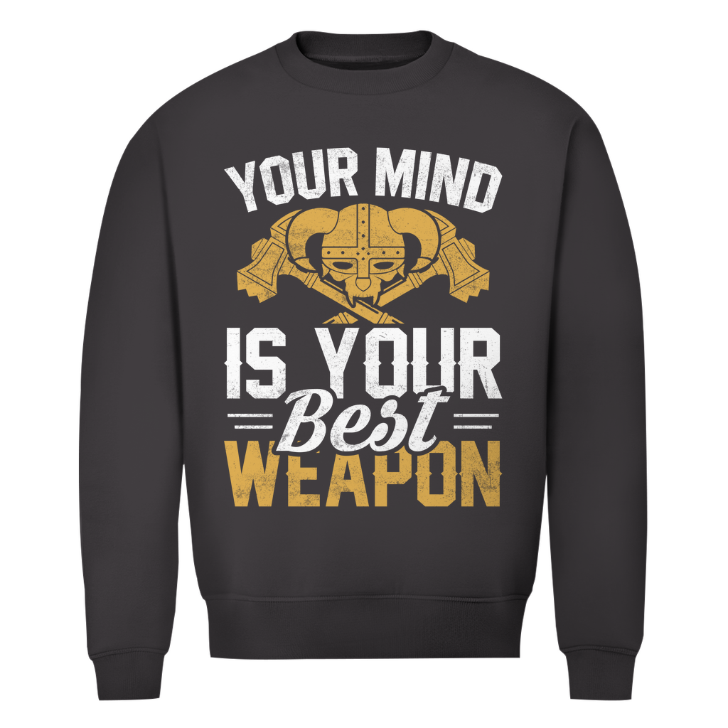 Herren Premium Bio Sweatshirt in Dunkelgrau mit Your Mind Design auf der Brust