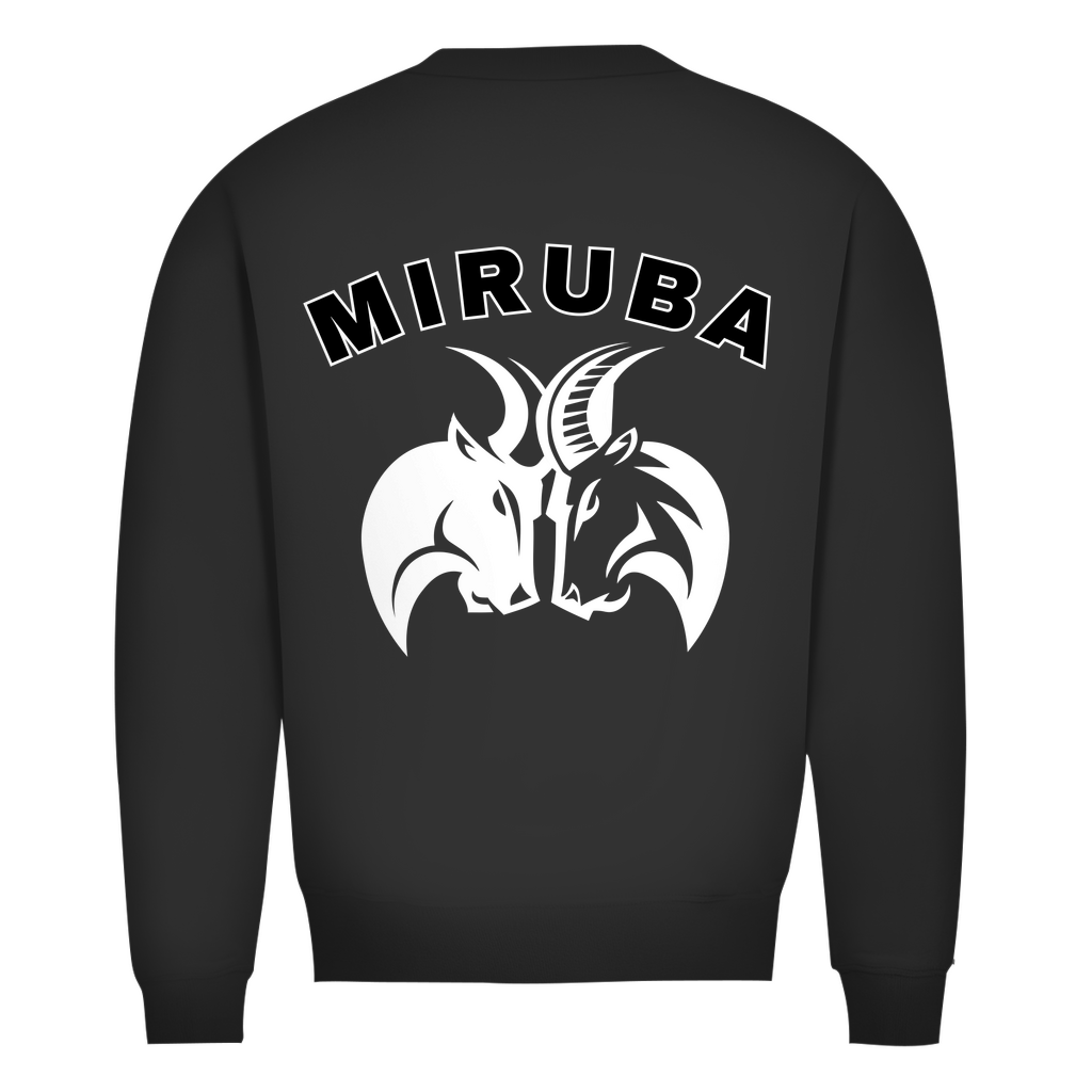 Herren Premium Bio Sweatshirt in Tiefschwarz mit großem MIRUBA Logo auf dem Rücken