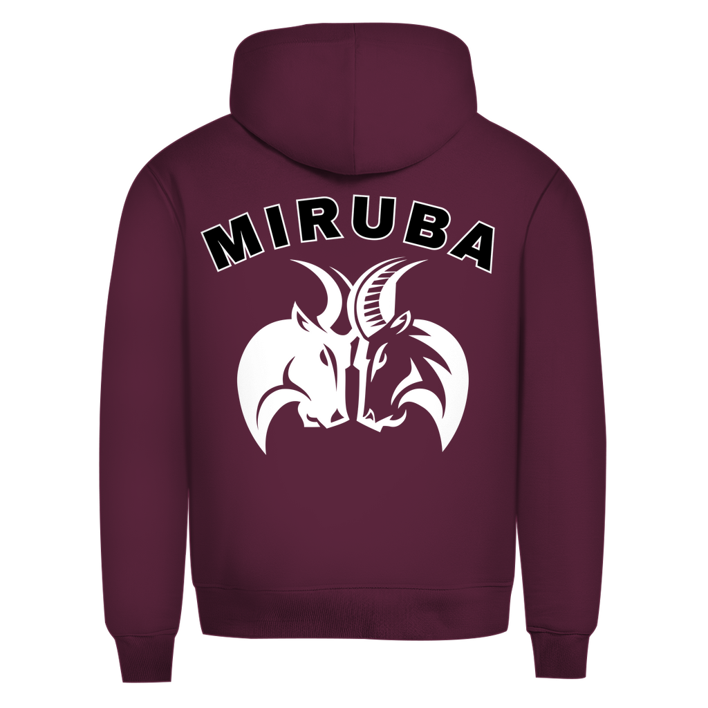 Herren Premium Bio Hoodie in Weinrot mit MIRUBA Logo auf dem Rücken